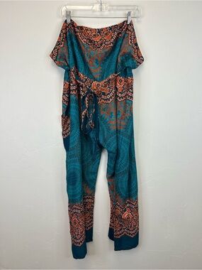 Boho Hippie Mandala Harem Tie Waist Pants NWT Plus Size Turquoise Festival Beach